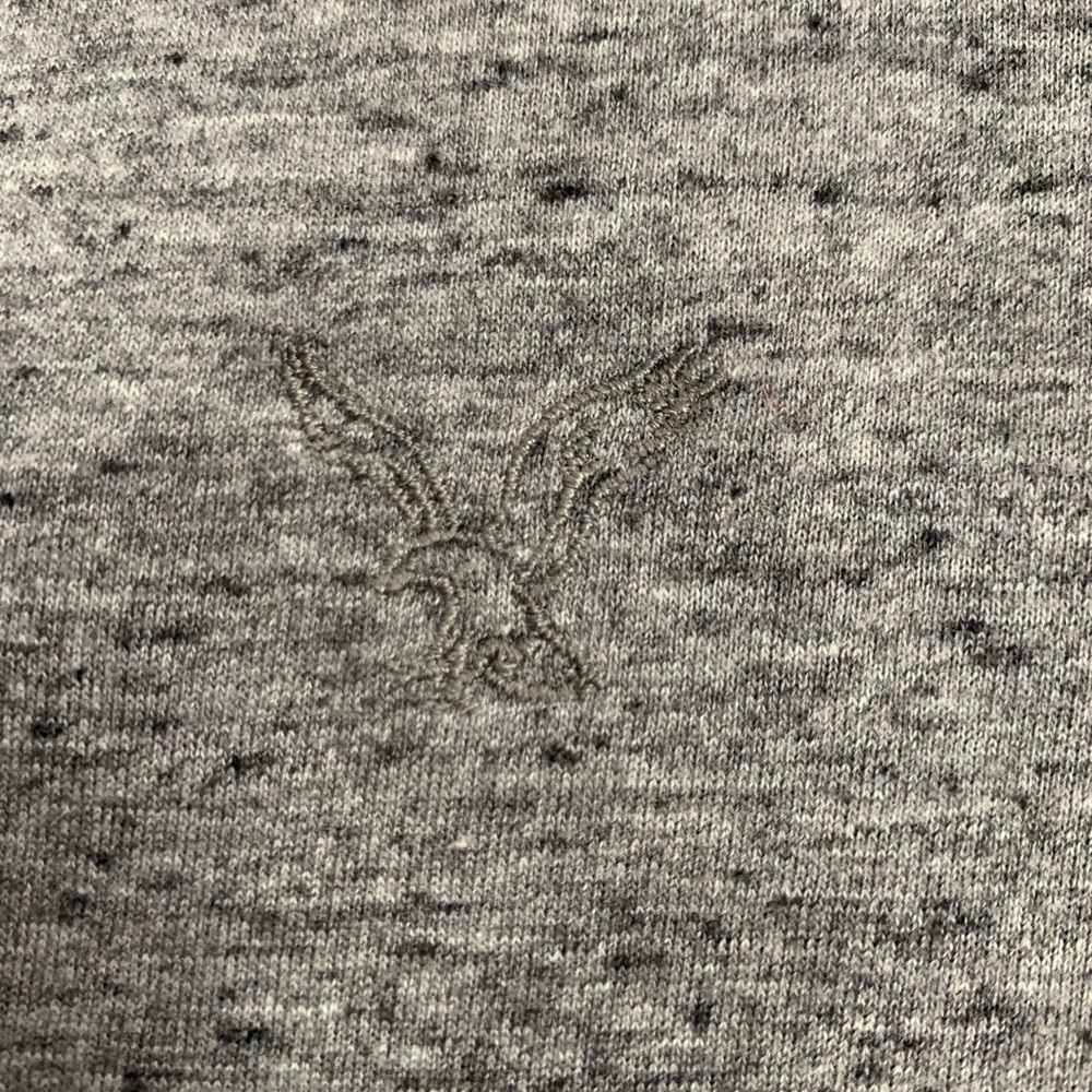 American Eagle Long Sleeve Henley‎ Embroidered Logo Grey Black White Size XL - Picture 5 of 8